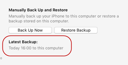 Latest Backup listed in iTunes
