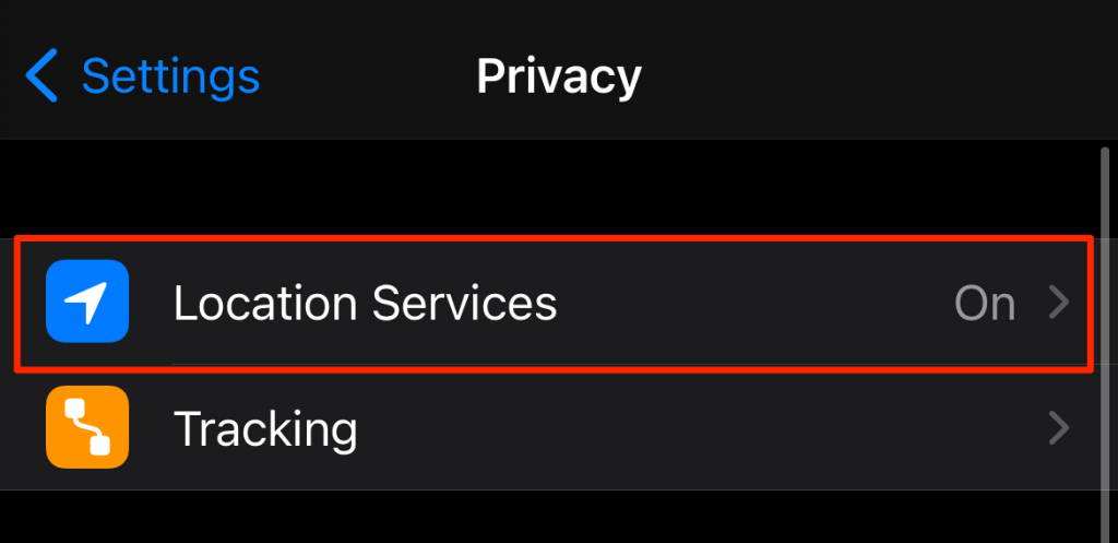 Privacy > Location Services 